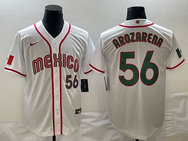 Men 2023 World Cub Mexico #56 Arozarena White green Nike MLB Jersey1